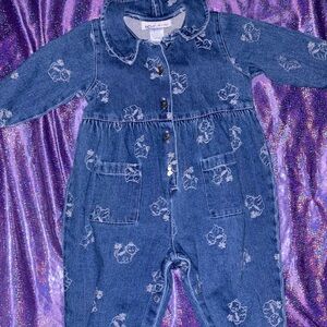 Vintage PolkaTots Denim Cat Romper